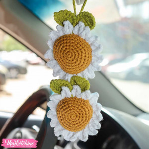 Crochet Car Charm - Daisy  Flower 