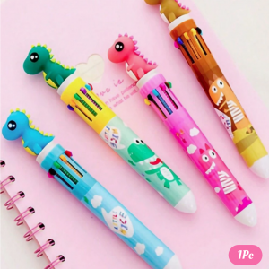 1pc Cartoon Dinosaur Multi color Ballpoint Pen With 10 Refills