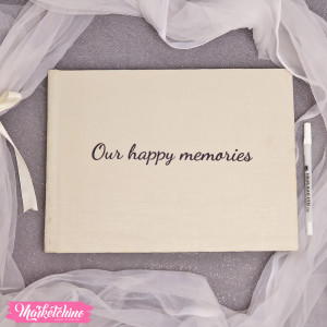 Hard Cover Guest Book With Ink Pen - Our Happy Memories