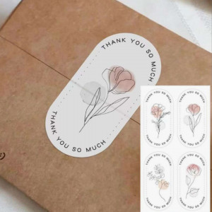100pcs pack Flower Shaped Thank You Stickers