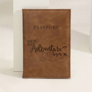 Pu Leather Passport Holder With Letter Detail, Hot Stamping Pattern