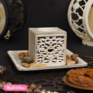 Wooden Candle Holder-Gray