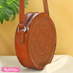 Natural Leather Cross Bag-Mandala