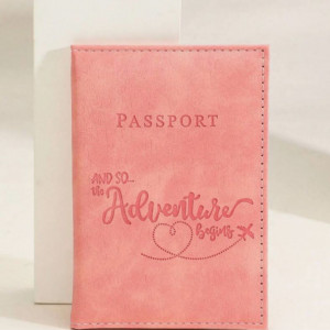 Pu Leather Passport Holder With Letter Detail, Hot Stamping Pattern