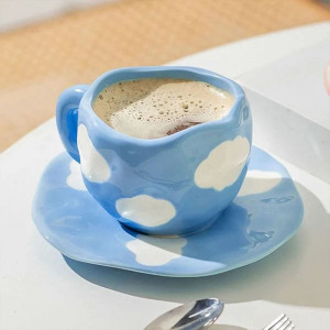 Ceramic Coffee Mug & plate - Cloud 