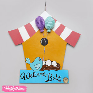 Wooden Painted Tableau - Welcome Baby