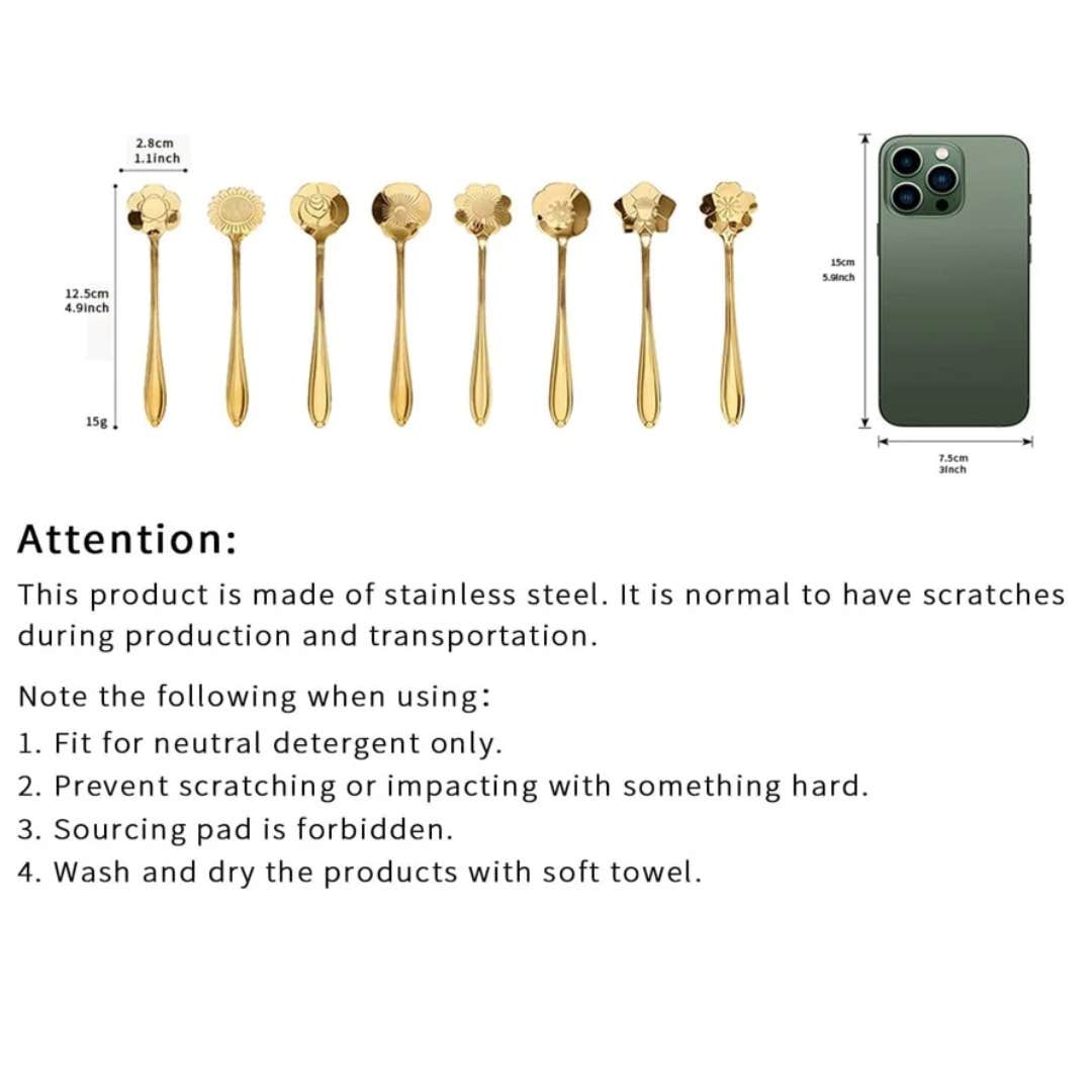 3Pcs Random Stainless Steel Flower Spoon
