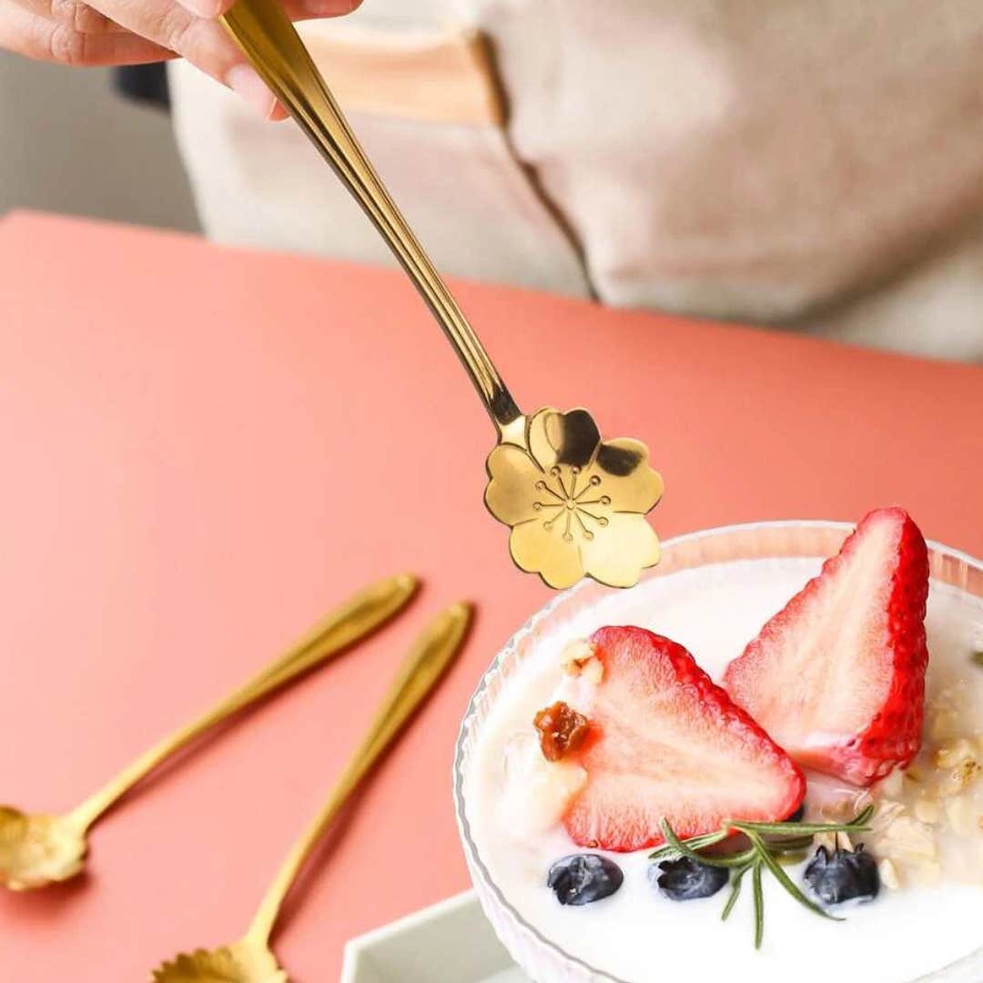 3Pcs Random Stainless Steel Flower Spoon