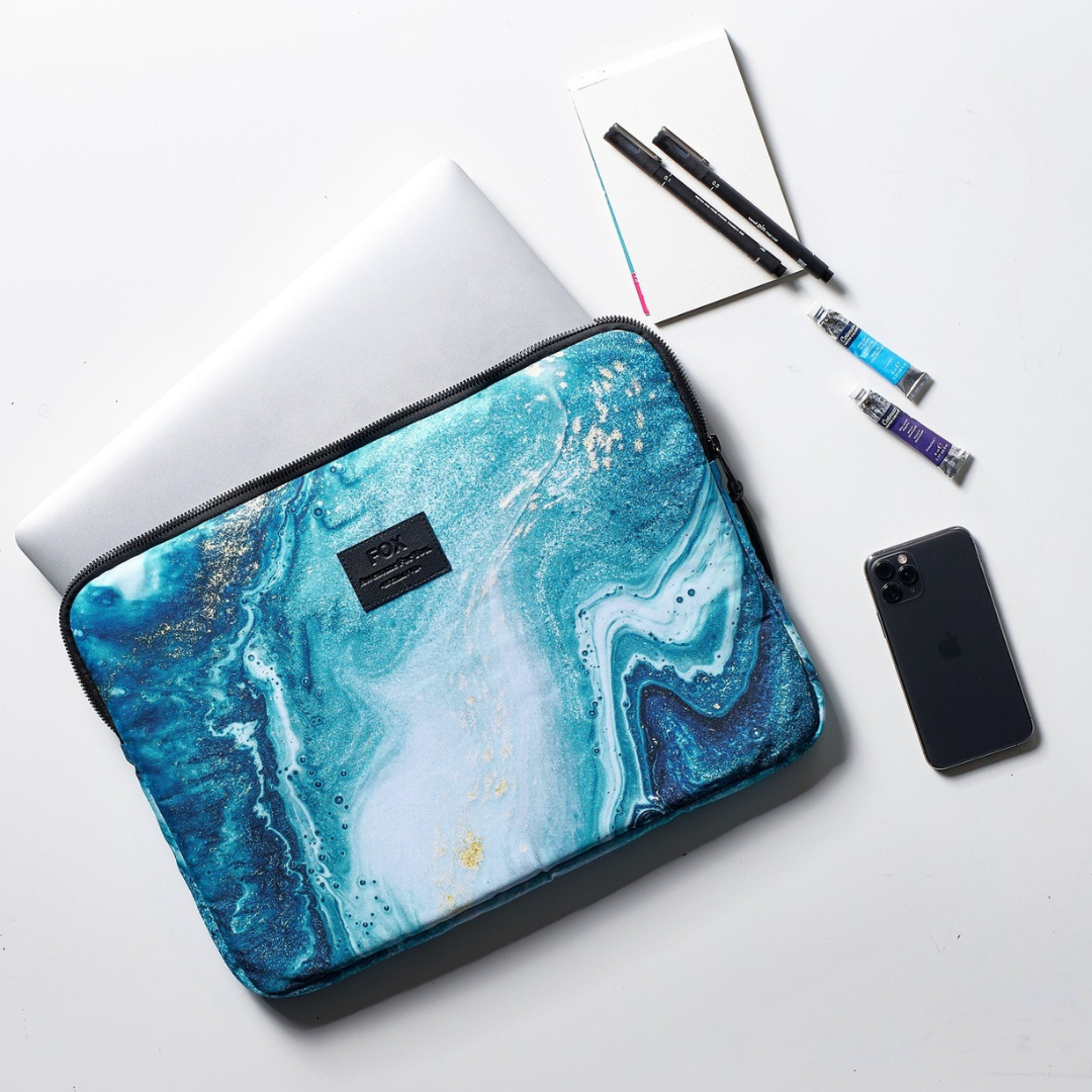 Laptop Sleeve with a Belt Blue Marble 15.6 Inch